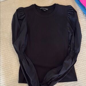 Veronica Beard Black Puff Sleeve Top